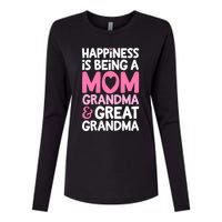 Happiness Is Being A Mom Grandma And Great Grandma Mother Womens Cotton Relaxed Long Sleeve T-Shirt