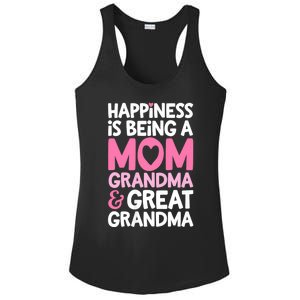 Happiness Is Being A Mom Grandma And Great Grandma Mother Ladies PosiCharge Competitor Racerback Tank