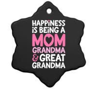 Happiness Is Being A Mom Grandma And Great Grandma Mother Ceramic Star Ornament