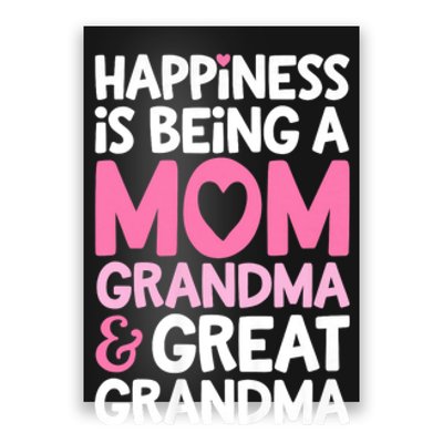 Happiness Is Being A Mom Grandma And Great Grandma Mother Poster