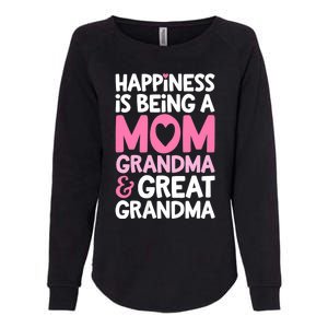 Happiness Is Being A Mom Grandma And Great Grandma Mother Womens California Wash Sweatshirt