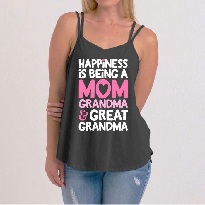 Happiness Is Being A Mom Grandma And Great Grandma Mother Women's Strappy Tank