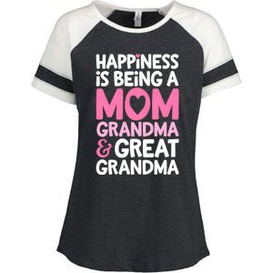 Happiness Is Being A Mom Grandma And Great Grandma Mother Enza Ladies Jersey Colorblock Tee