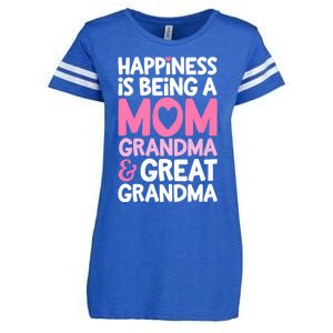 Happiness Is Being A Mom Grandma And Great Grandma Mother Enza Ladies Jersey Football T-Shirt