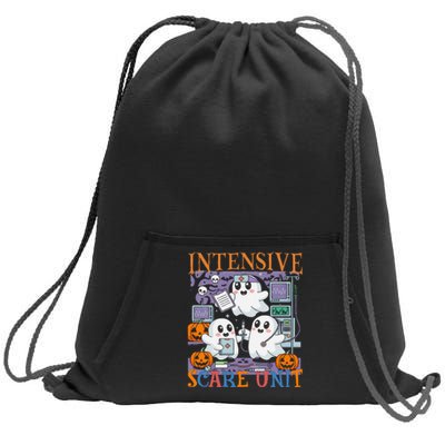 Halloween Intensive Care Scare Unit Ghost Nurse Icu Nursing Sweatshirt Cinch Pack Bag