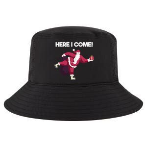 Here I Come Funny Ice Skating Beginner Santa Claus Lover Gift Cool Comfort Performance Bucket Hat