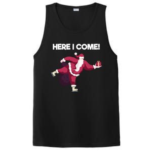 Here I Come Funny Ice Skating Beginner Santa Claus Lover Gift PosiCharge Competitor Tank