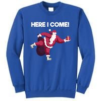 Here I Come Funny Ice Skating Beginner Santa Claus Lover Gift Sweatshirt