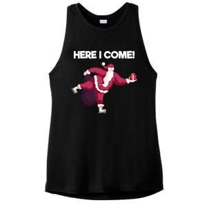 Here I Come Funny Ice Skating Beginner Santa Claus Lover Funny Gift Ladies PosiCharge Tri-Blend Wicking Tank