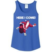 Here I Come Funny Ice Skating Beginner Santa Claus Lover Funny Gift Ladies Essential Tank