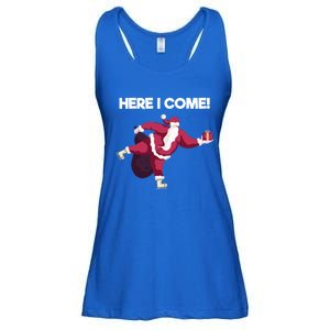 Here I Come Funny Ice Skating Beginner Santa Claus Lover Funny Gift Ladies Essential Flowy Tank