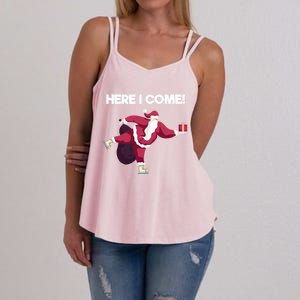 Here I Come Funny Ice Skating Beginner Santa Claus Lover Funny Gift Women's Strappy Tank