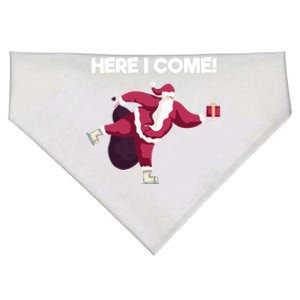 Here I Come Funny Ice Skating Beginner Santa Claus Lover Great Gift USA-Made Doggie Bandana