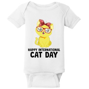 Happy International Cat Day Celebration Graphic Baby Bodysuit