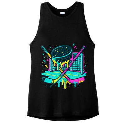Hockey Ice Cream Drip Ladies PosiCharge Tri-Blend Wicking Tank
