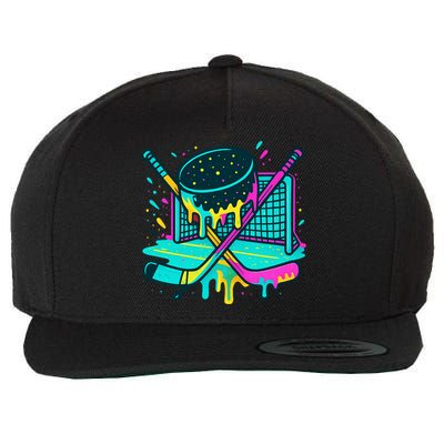 Hockey Ice Cream Drip Wool Snapback Cap