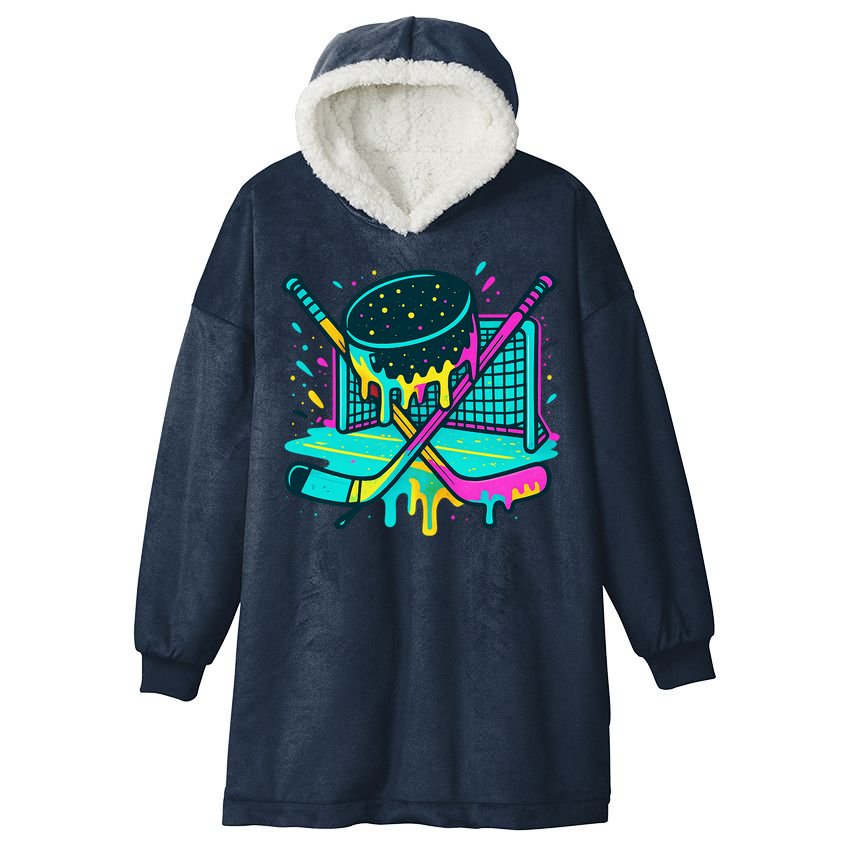 Hockey Ice Cream Drip Hooded Wearable Blanket