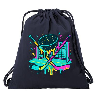 Hockey Ice Cream Drip Drawstring Bag