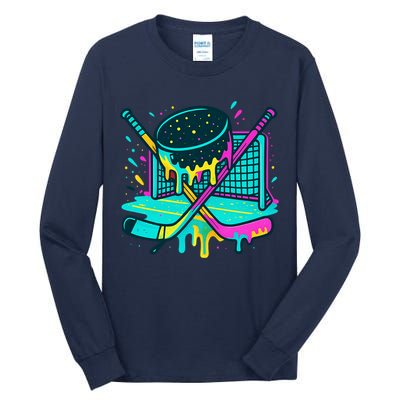 Hockey Ice Cream Drip Tall Long Sleeve T-Shirt