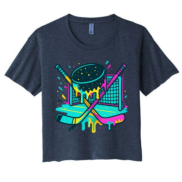 Hockey Ice Cream Drip Crop Top