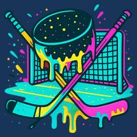 Hockey Ice Cream Drip Short Acrylic Beanie