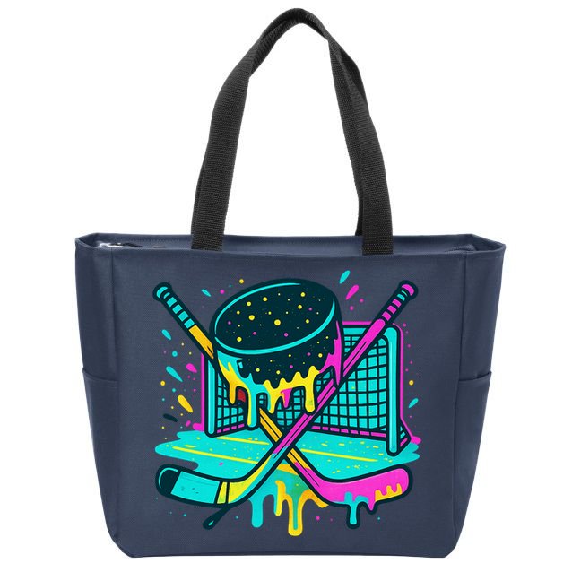 Hockey Ice Cream Drip Zip Tote Bag