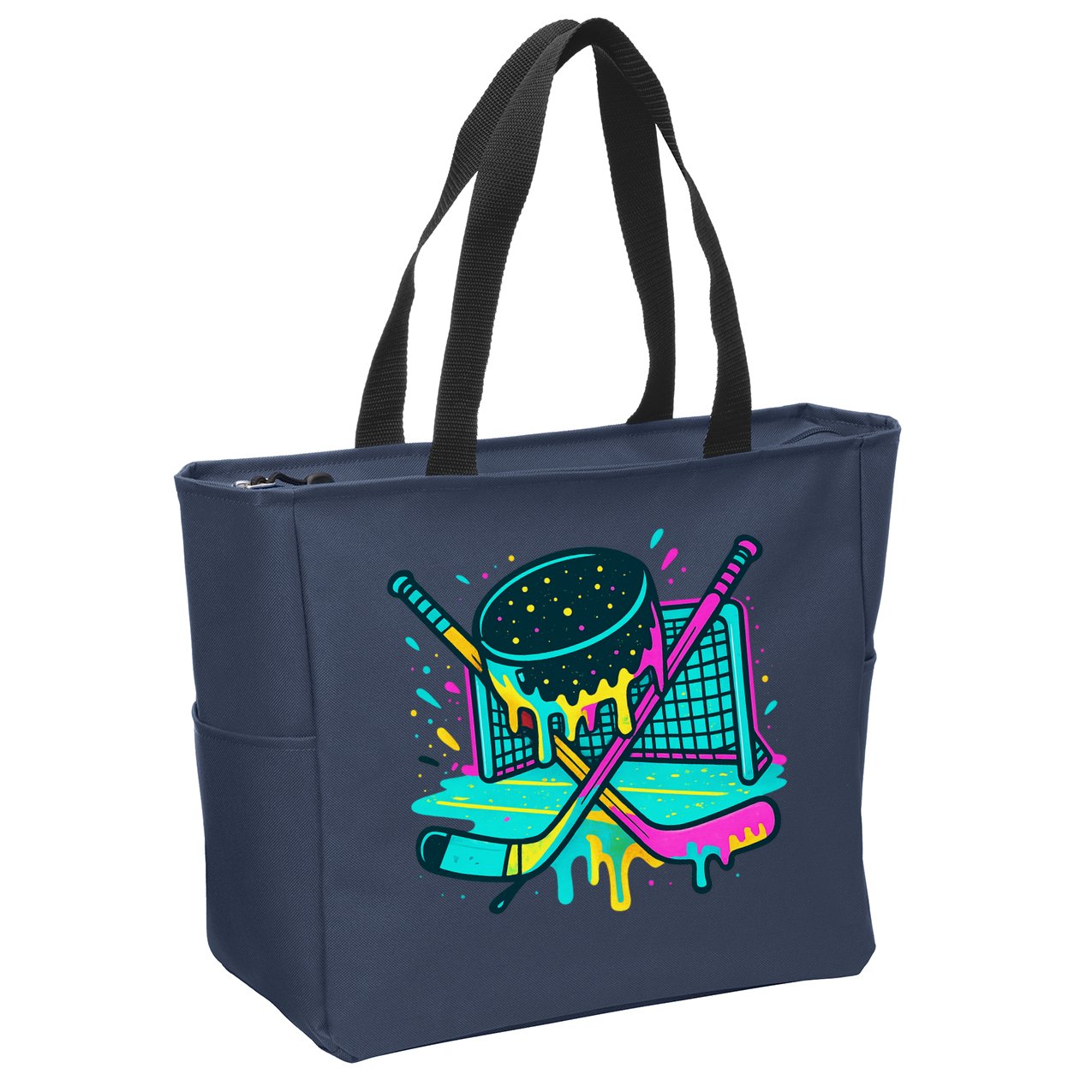 Hockey Ice Cream Drip Zip Tote Bag