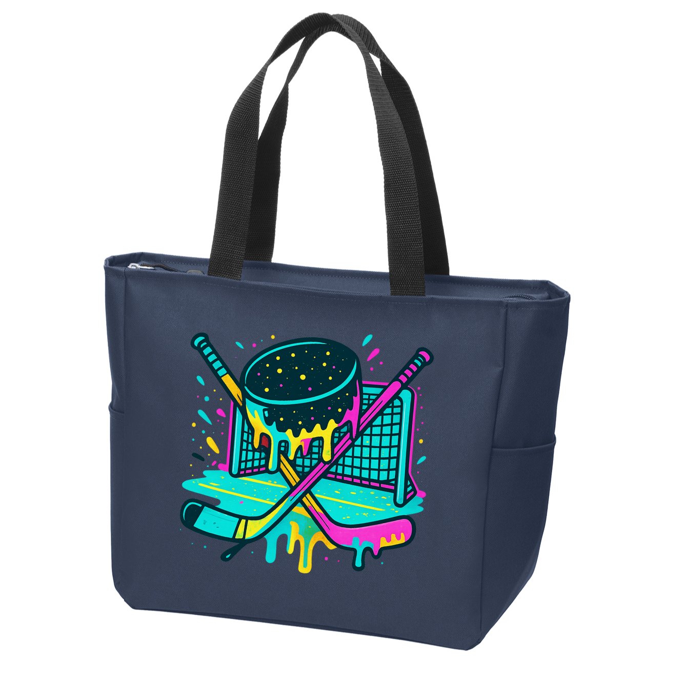 Hockey Ice Cream Drip Zip Tote Bag