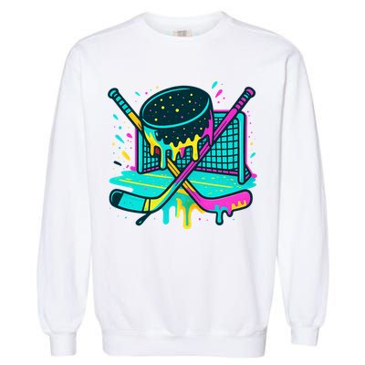 Hockey Ice Cream Drip Garment-Dyed Sweatshirt