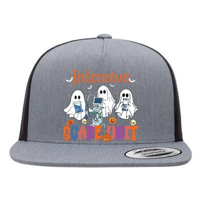 Halloween Intensive Care Scare Unit Ghost Nurse Icu Nursing Flat Bill Trucker Hat