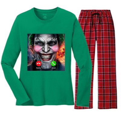 Horror Incoming Call From Evil Jonkler Women's Long Sleeve Flannel Pajama Set 