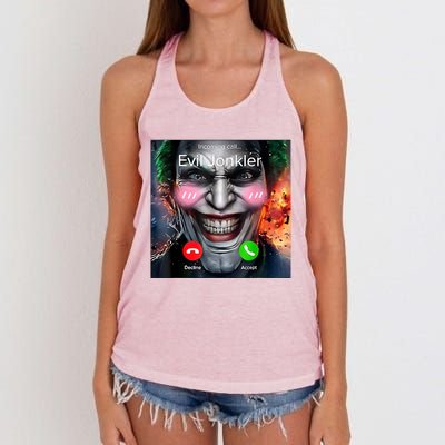 Horror Incoming Call From Evil Jonkler Women's Knotted Racerback Tank