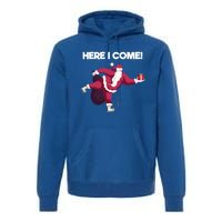 Here I Come Funny Ice Skating Beginner Santa Claus Lover Gift Premium Hoodie