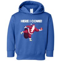 Here I Come Funny Ice Skating Beginner Santa Claus Lover Gift Toddler Hoodie