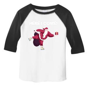 Here I Come Funny Ice Skating Beginner Santa Claus Lover Gift Toddler Fine Jersey T-Shirt