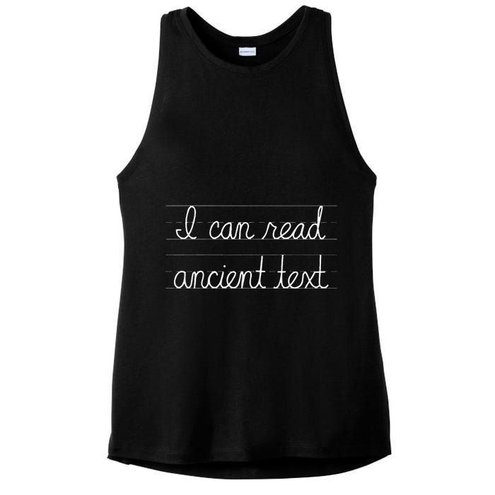 Handwriting I Can Read Ancient Text Funny Cursive Writing Gift Ladies PosiCharge Tri-Blend Wicking Tank