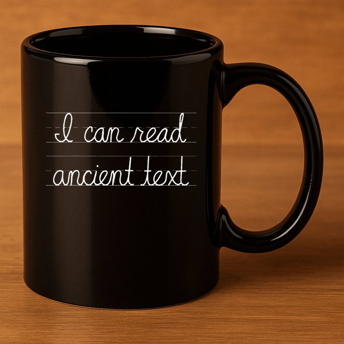 Handwriting I Can Read Ancient Text Funny Cursive Writing Gift 11oz C Handle Ceramic Mug