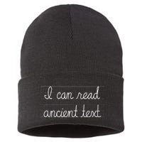 Handwriting I Can Read Ancient Text Funny Cursive Writing Gift Sustainable Knit Beanie