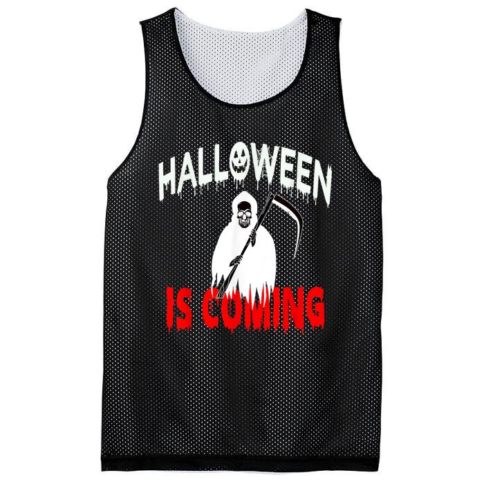 Halloween Is Coming Scary Horror Boo Halloween Spooky Season Mesh Reversible Basketball Jersey Tank