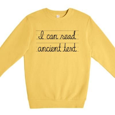 Handwriting I Can Read Ancient Text Funny Cursive Writing Premium Crewneck Sweatshirt