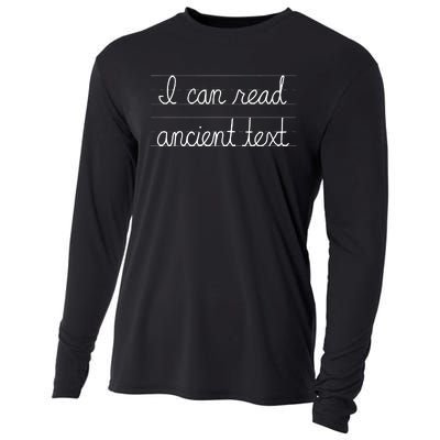 Handwriting I Can Read Ancient Text Funny Cursive Writing Cooling Performance Long Sleeve Crew