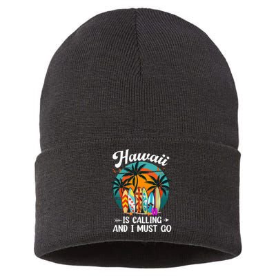 Hawaii Is Calling And I Must Go Hawaiian Surfer Sustainable Knit Beanie