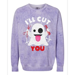 Hairdresser Ill Cut You Hairstylist Halloween Ghost Boo Colorblast Crewneck Sweatshirt