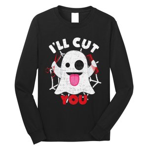 Hairdresser Ill Cut You Hairstylist Halloween Ghost Boo Long Sleeve Shirt