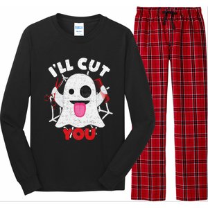 Hairdresser Ill Cut You Hairstylist Halloween Ghost Boo Long Sleeve Pajama Set