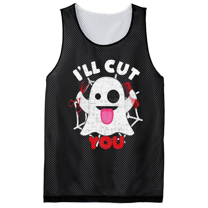 Hairdresser Ill Cut You Hairstylist Halloween Ghost Boo Mesh Reversible Basketball Jersey Tank