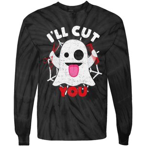 Hairdresser Ill Cut You Hairstylist Halloween Ghost Boo Tie-Dye Long Sleeve Shirt