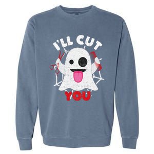 Hairdresser Ill Cut You Hairstylist Halloween Ghost Boo Garment-Dyed Sweatshirt