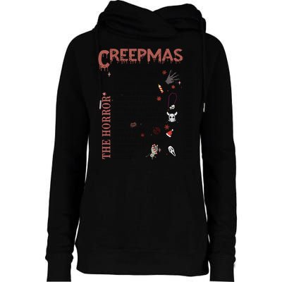 Horror Icons Christmas Creepmas Christmas Horror Goth Womens Funnel Neck Pullover Hood