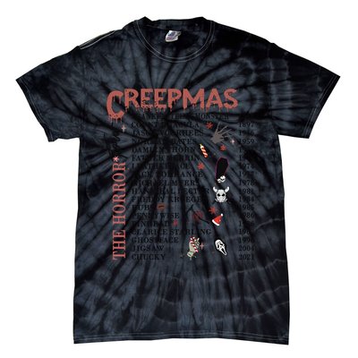 Horror Icons Christmas Creepmas Christmas Horror Goth Tie-Dye T-Shirt